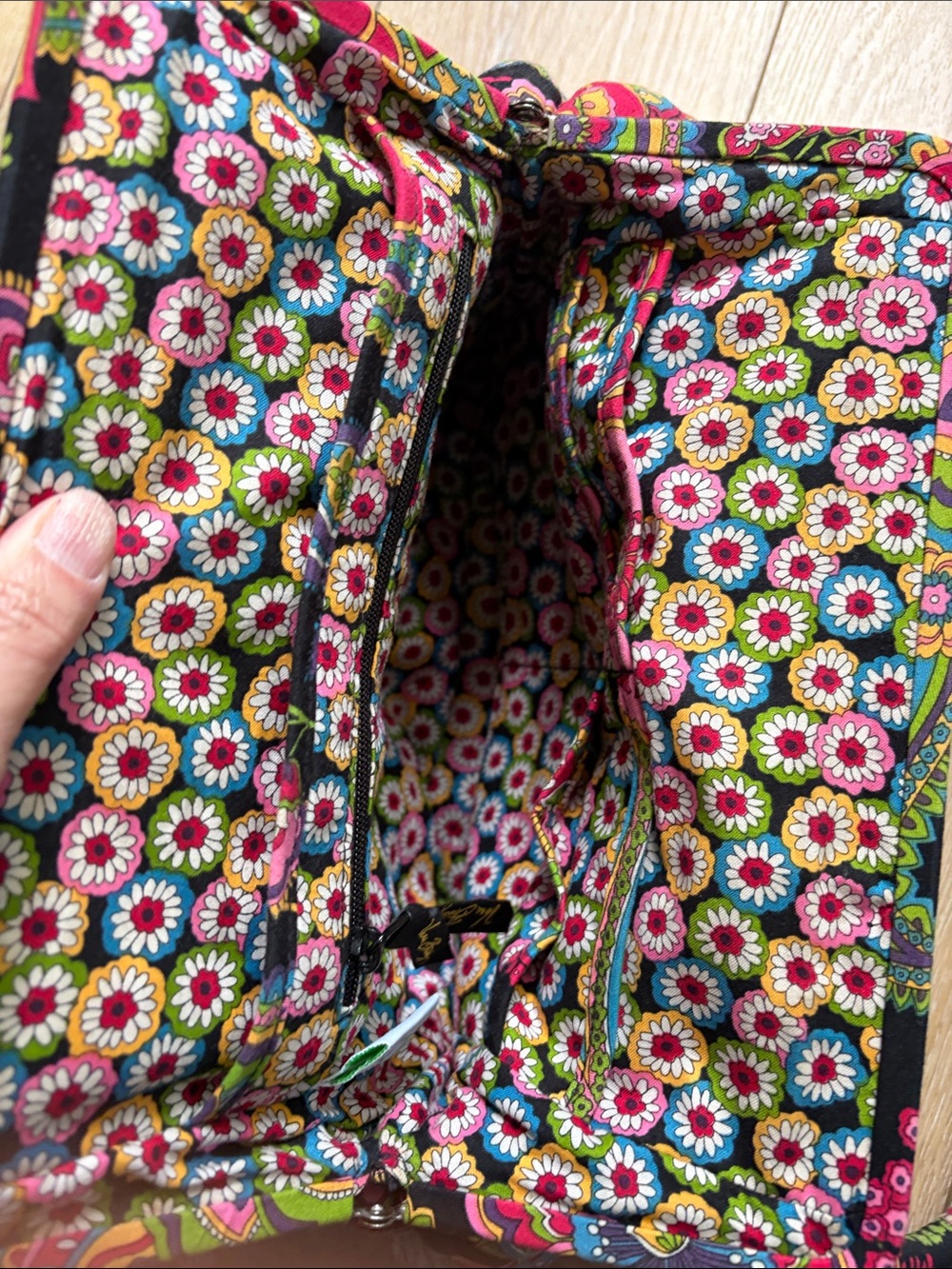 Vera Bradley Paisley Floral Kiss Lock Purse Shoulder Bag Symphony in Hue Retired - Picture 7 of 10